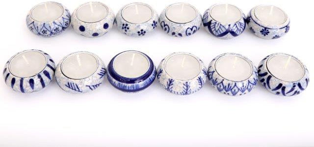 Blue & White Crackle Glaze Tealight Holder Set (6)