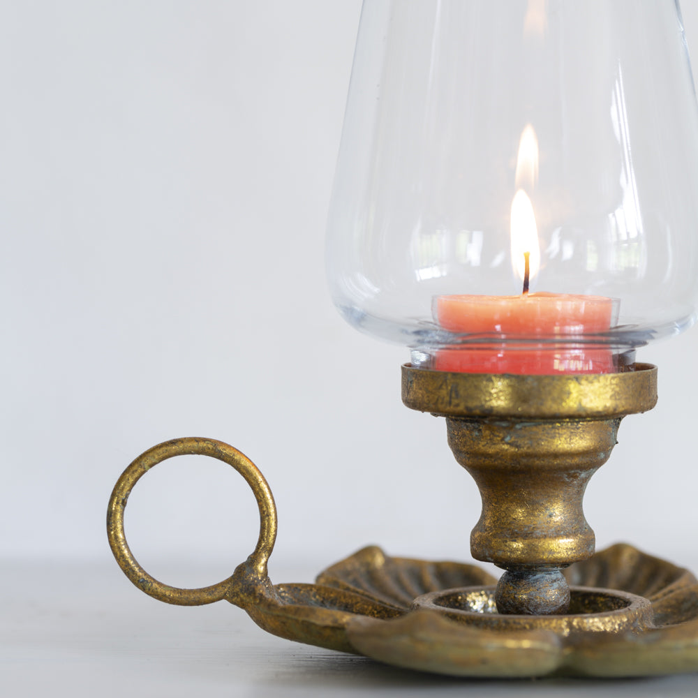 Brass Chamberstick Style Lantern