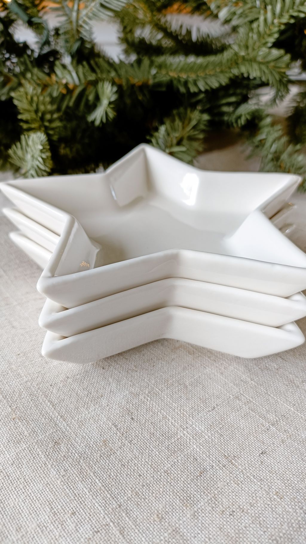 Set of 3 trinket dishes shown stacked together for easy storage